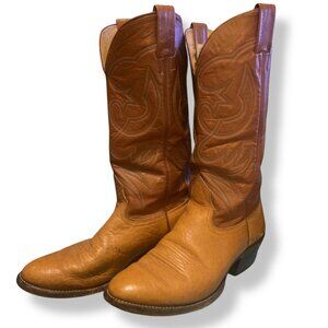 Vintage‎ Nocona Leather Cowboy Boots Size 8 D Tan & Brown Western Boho Coastal